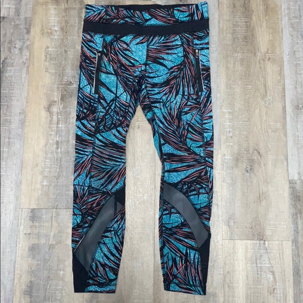 lululemon athletica Teal Black and Coral Patterned Leggings